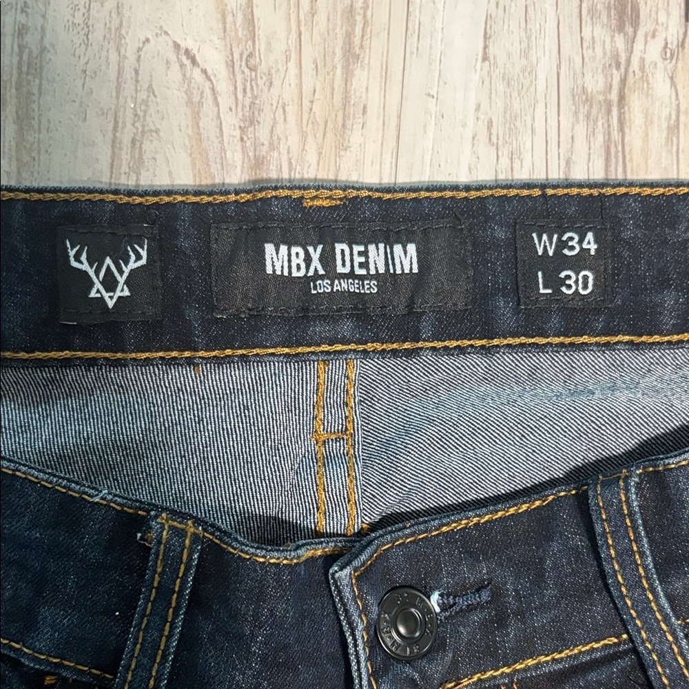Slim Straight Men's Jeans in Dark Blue - Brand:MBX DENIM